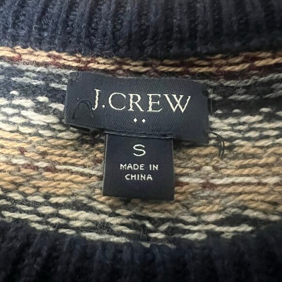 J.Crew Mens Lambswool Fair Isle Sweater Sz S Crew-Neck Preppy Fisherman Holiday - Picture 10 of 11